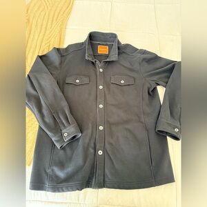 Tommy Bahama 100% Pima Cotton Black button down shirt jacket 4 Pockets XL